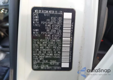 2012 Nissan Juke Sl из США, поврежденный, VIN JN8AF5MV9CT105682